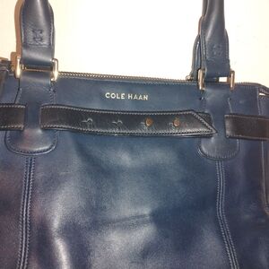 Cole Haan Navy Leather Tote